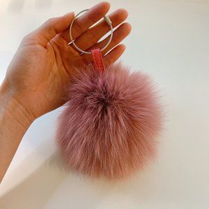 Dusty Rose Pink Fox Fur Keyring Bag Charm